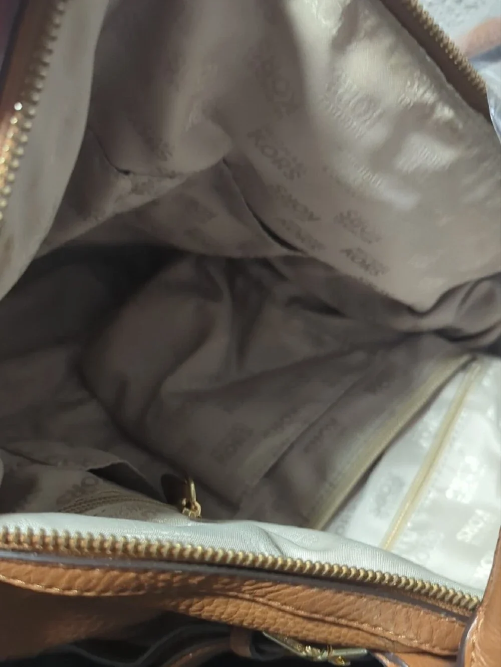 Michael Kors Cognac Pebbled Leather Satchel - Picture 5 of 10
